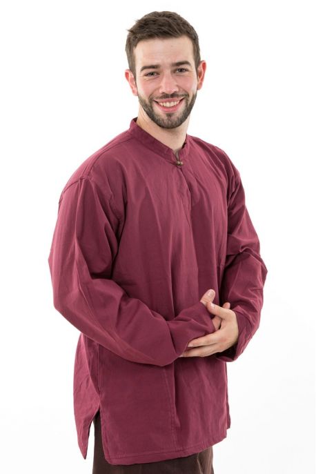 Chemise coton epais bordeau 1 bouton coco