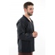 Chemise col relax coton comme du lin noir