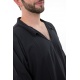 Chemise col relax coton comme du lin noir