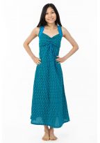 Robe longue boheme imprime ethnique babacool bleus Delya