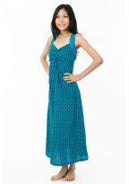 Robe longue boheme imprime ethnique babacool bleus Delya