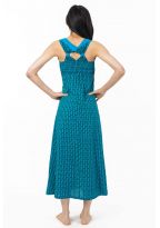 Robe longue boheme imprime ethnique babacool bleus Delya