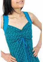 Robe longue boheme imprime ethnique babacool bleus Delya