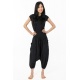 Sarouel pantacourt grande taille coton leger noir uni