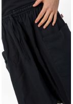 Sarouel pantacourt grande taille coton leger noir uni