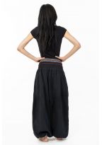 Pantalon saroual bouffant noir sari brillant Kevah