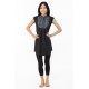 Tunique liquette femme ethnique chic col mao noir gris