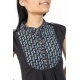 Tunique liquette femme ethnique chic col mao noir gris