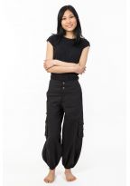 Pantalon bouffant aladin baggy baroudeuse noir uni Suwal