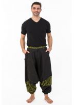 Sarouel homme ethnique noir kaki Nehuda