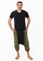 Sarwel pantacourt mixte coton leger noir vert jaune rouge