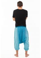 Sarouel pantacourt babacool homme pur coton leger bleu zen