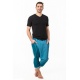 Sarouel pantacourt babacool homme pur coton leger bleu zen