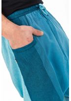 Sarouel pantacourt babacool homme pur coton leger bleu zen