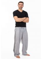 Pantalon japonais relax zen mixte boutons coton leger gris