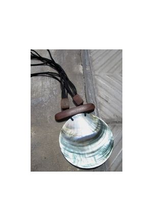 CO656 collier grande nacre reglable bois