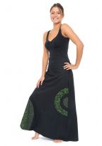 Jupe longue romantique psychedelique green heroine coton epais