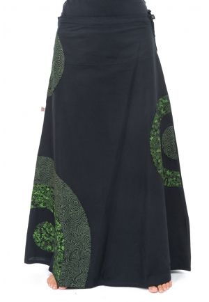 Jupe longue romantique psychedelique green heroine coton epais