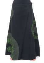 Jupe longue romantique psychedelique green heroine coton epais