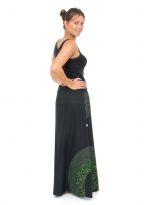 Jupe longue romantique psychedelique green heroine coton epais