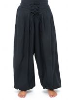 Pantalon ethnic ceinture corset noir Bliza