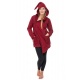 Manteau ethnique asymetrique mi long capuche pointue Flax rouge bordeaux uni