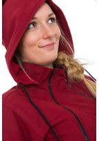 Manteau ethnique asymetrique mi long capuche pointue Flax rouge bordeaux uni
