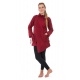 Manteau ethnique asymetrique mi long capuche pointue Flax rouge bordeaux uni