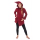 Manteau ethnique asymetrique mi long capuche pointue Flax rouge bordeaux uni