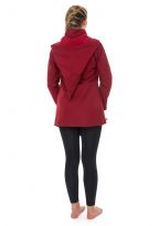 Manteau ethnique asymetrique mi long capuche pointue Flax rouge bordeaux uni