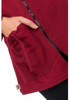 Manteau ethnique asymetrique mi long capuche pointue Flax rouge bordeaux uni