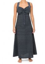 Robe longue boheme imprime ethnique babacool bleus Delya