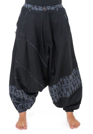 Sarouel homme ethnique noir kaki Nehuda