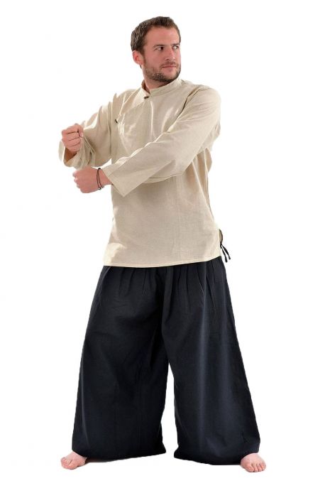 Chemise tibetaine homme ouverture laterale