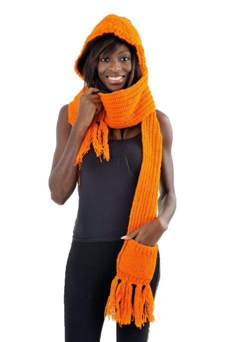 Capuche Echarpe moufle pure laine douce Le 3 en 1 