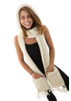 Capuche Echarpe moufle pure laine douce Le 3 en 1 