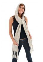 Capuche Echarpe moufle pure laine douce Le 3 en 1 
