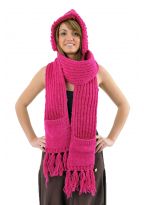Capuche Echarpe moufle pure laine douce Le 3 en 1 
