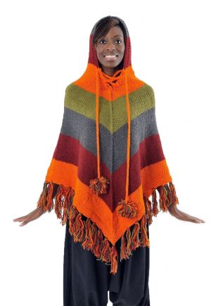 Poncho pure laine douce du Nepal multicolore