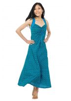 Robe longue boheme imprime ethnique babacool bleus Delya
