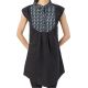 Tunique liquette femme ethnique chic col mao noir gris