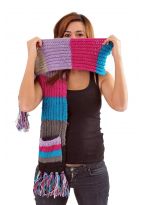 Echarpe poches moufles pure laine multicolore