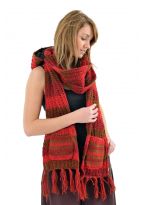 Capuche echarpe moufle laine douce multicolore