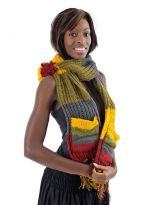 Capuche echarpe moufle laine douce multicolore