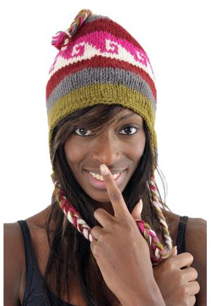 Bonnet pure laine douce du Nepal multicolore