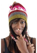 Bonnet pure laine douce du Nepal multicolore