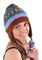 Bonnet pure laine douce du Nepal multicolore