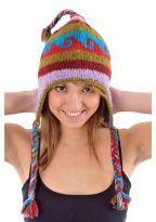 Bonnet pure laine douce du Nepal multicolore