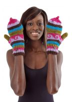 Gants 100% laine douce doublés polaire multicolores