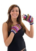 Gants 100% laine douce doublés polaire multicolores